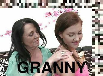 Lovely granny and sweet teen girl