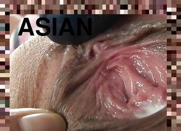 asia, berambut, vagina-pussy, pelajar-perempuan, remaja, mainan, jepang, permainan-jari, bertiga