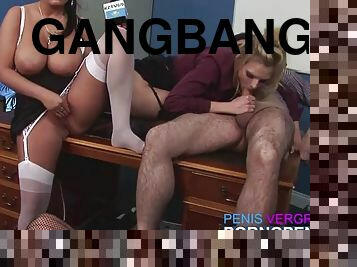 Gangbang in the office with all the employees for a slutty secretary