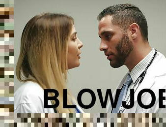 Buxom nurse Blair Williams blowjobs and fucks handsome doctor