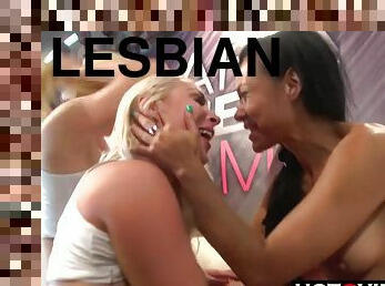 naughty lesbian sex at the porn show