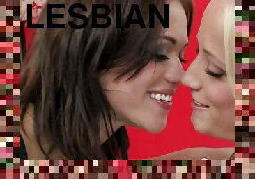 страпон, прихильник, лесбіянка-lesbian, домашнього-приготування, поцілунки, блондинка, орал, мокра