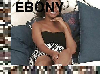 Ebony amateur with big nipples masturbates with her toy