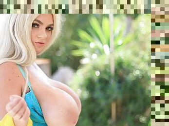 Blonde with monster tits outdoors - Kitty Cute Yellow Summer Glorious