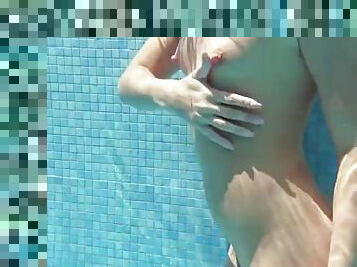 Jessica lincoln small tatted russian teen in the pool