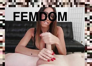 Femdom Busty CFNM Babe Gives Close Up Handjob Pleasure to Her Boyfriend