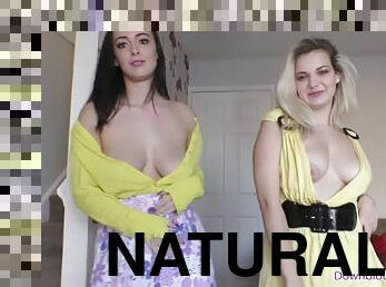 Felicity and friends show nice natural tits for the camera