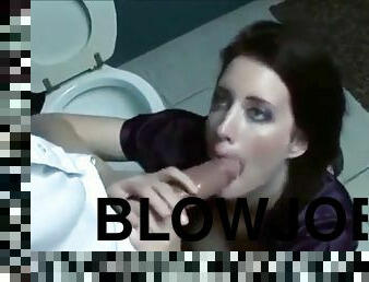 Blowjob at toilet and Surprise Facial
