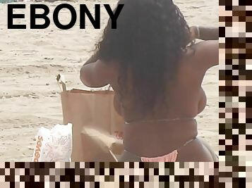 Ebony chubby babe voyeur beach video