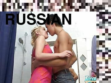 Beautiful Russian blonde teen camgirl posing on webcam