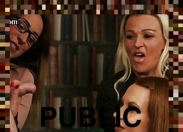 PURE CFNM HD - CFNM girls oral and handjob teasing hard cock in the library