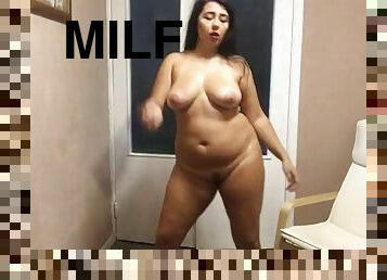 Sexy strip and hot masturbation of a curvy latina MILF housewife