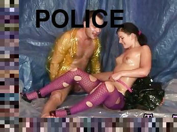 Cop fucks teen and has fun in a nightclub oiled up for sex