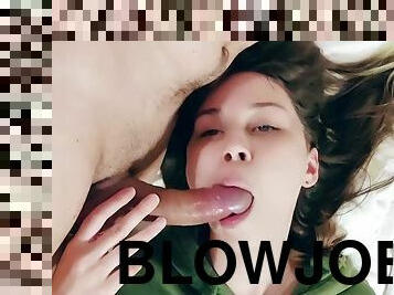 Homemade blowjob and huge cumshot from a teen