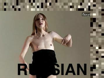 Sofia Giraffe Russian brunette teen spreads her legs