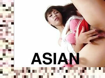 asiatisk, hundestilling, onani, anal, pikslikkeri, i-ansigtet, undertøj, webcam, dildo, undertøj-underwear