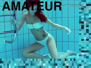 Hungarian teen Szilva naked underwater