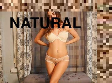 Brunette natural tits pulls like a pro