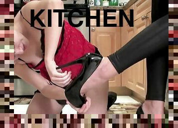 Glam Bitches in dirty kitchen fetish