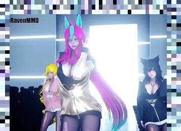 [MMD]BlackPink - Shut Down (Ahri/Xayah/Soraka/Gwen) [Strip ver.]