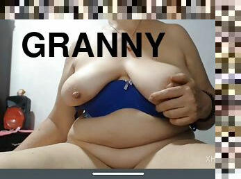 Latina granny in lingerie shows pussy and masturbation and tits