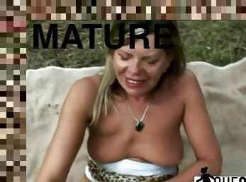 Sexy mature slut masturbates then sucks and rides horny lvoers stiff dick