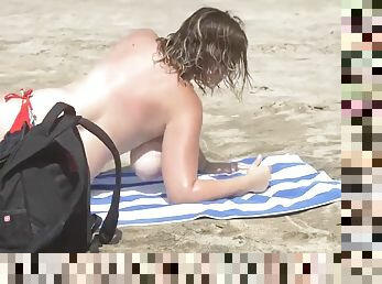 gros-nichons, amateur, milf, cam, plage, voyeur, gros-seins