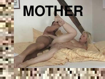 Blonde mother-in-law pleases him