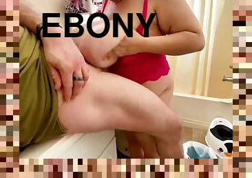 Ebony bbw sucks big cock and fucks tits