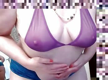 V275 Purple bra and panties, blue shorts and my favorite dildos