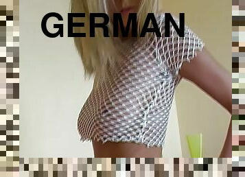 Good looking German blonde stuffing her dong deep inside her muff