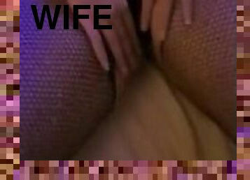 Hot wife teasing in fishnet catsuite