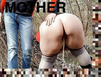 Touching my mother in law&#039;s wet pussy outdoors
