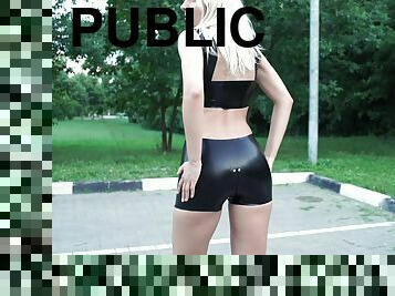 Latex Shorts On Public Katerina Piglet
