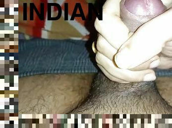 énorme, ejaculation-sur-le-corps, branlette, indien, couple, petite-amie, ejaculation, taquinerie