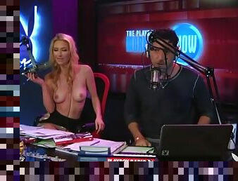 Radio hosts have fun with a cute busty blonde