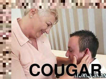 Chubby cougar mouthful