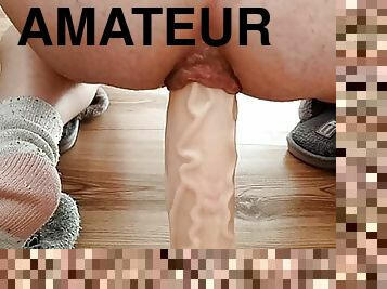 pai, velho, amador, anal, gay, jovem18, ejaculação, cavalgando, dildo, mais-velho