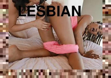 lesbian-lesbian, hitam, oral-melalui-mulut, pacar-cowok