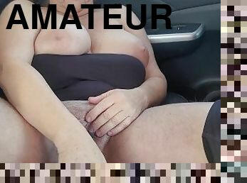 tetas-grandes, masturbación, amateur, juguete, prieto, a-solas