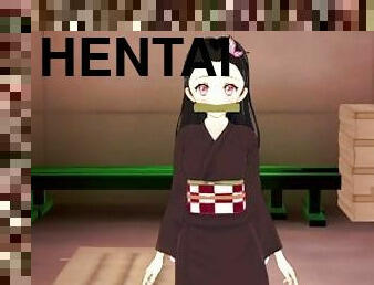 Hentai Uncensored Cute Nezuko is fucked by Tanjiro in the gym bedroom Demon Slayer Anime 3D