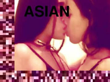 asian, awam, lesbian, homoseksual, berciuman, adik-perempuankakak