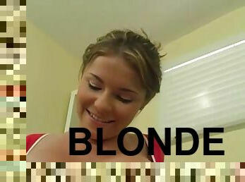 Blonde throated eye contact