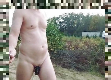 nudisti, ulkotiloissa, julkinen, amatööri, metsä, itsensäpaljastelu, itsensä-paljastelu