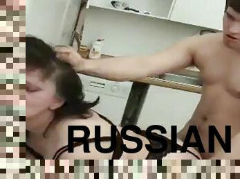 Russian Milf kitchen fuck