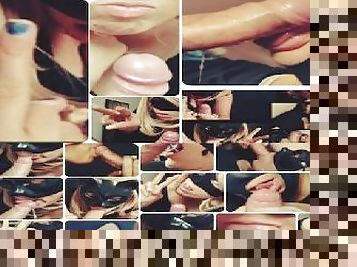 Compilation of some Bratty Exciting Hand/Blowjobs, She Smirks, Moans and Making Bitchy Faces