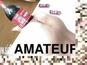 Fucked 2 Litre Cola Bottle in Her Ass