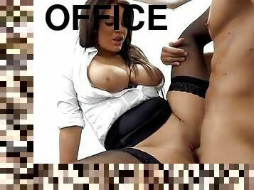 Big tits brunette secretary desk
