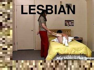lesbisk, tenåring, soverom, rumpe-butt, fetisj, brunette, spanking