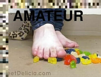 Giantess Gummy bear Crushing by Feet - HotFeetDelicia